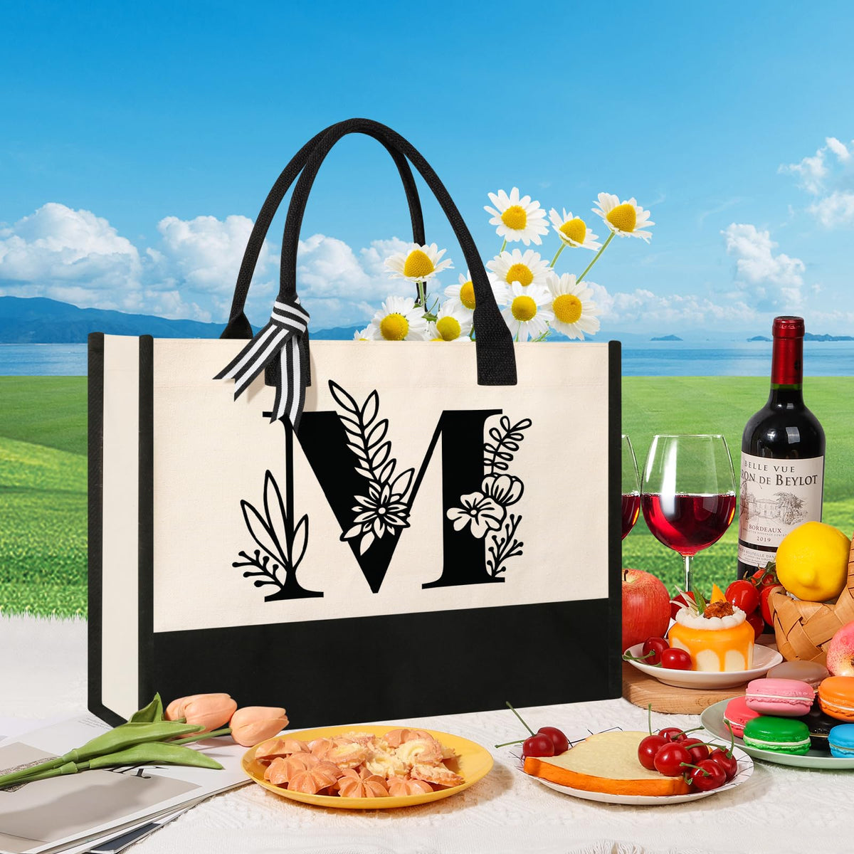 Tecanne dimensions 17x11-8x7-8 tote shows generous interior for groceries and books