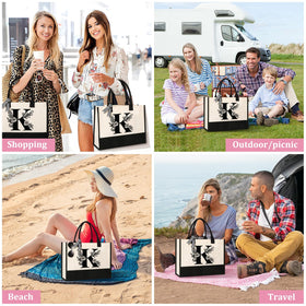Tecanne Initial Tote Bag initials close up for a personalized gift option