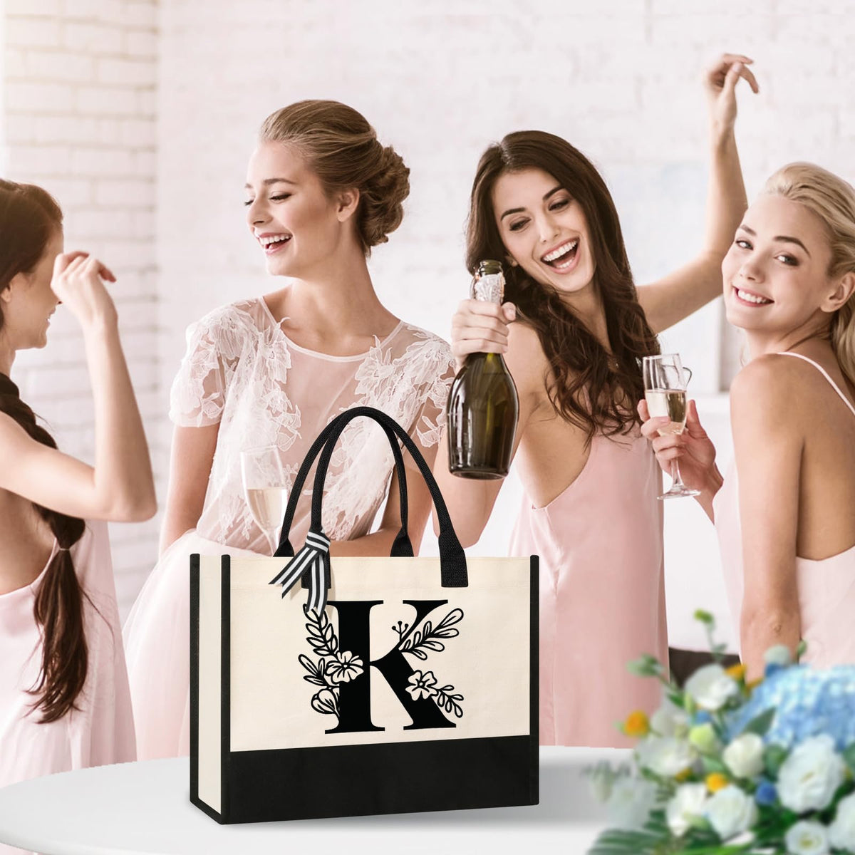 Tecanne Initial Tote Bag open interior reveals spacious main compartment