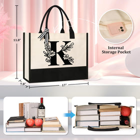 Tecanne Initial Tote Bag stitching detail highlights durable construction