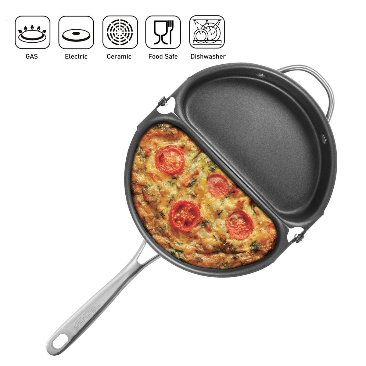 TECHEF stove-compatible on electric, gas, and ceramic surfaces