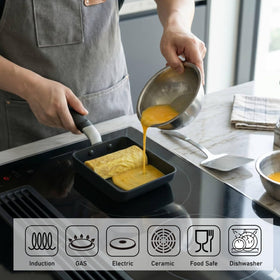 TECHEF Tamagoyaki Pan flipping action enables confident omelette rolls