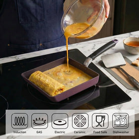 TECHEF Tamagoyaki pan heat diffusion with heavy-gauge aluminum