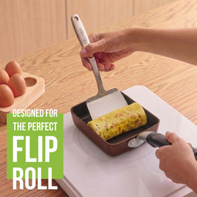 TECHEF Tamagoyaki Pan nonstick coating detail for easier cleaning.