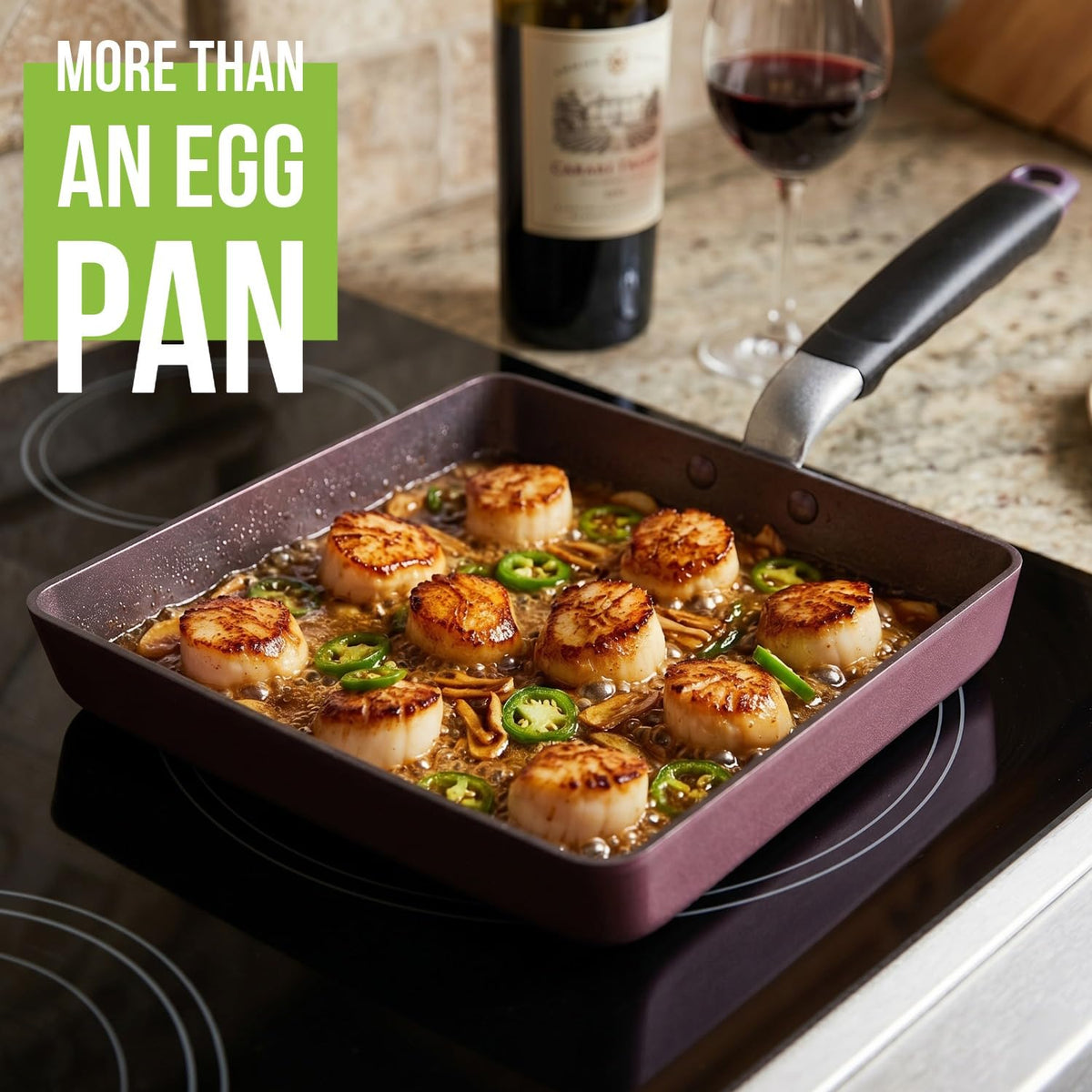 TECHEF Tamagoyaki pan oven-safe up to 350F and dishwasher-safe