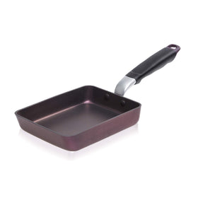 TECHEF Tamagoyaki Pan purple front view, ideal for easy omelet flipping.