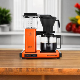 Technivorm Moccamaster KBGV orange precision water-temperature control aids ideal extraction.