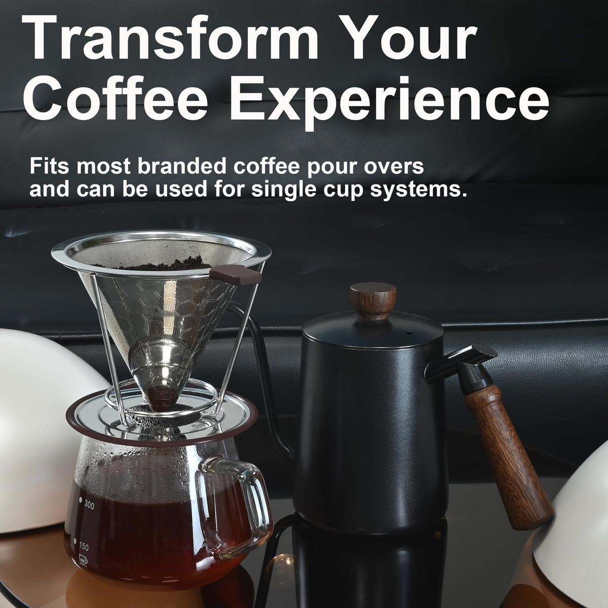 TechShare double-layer stainless steel filter enhances flavor and aroma.