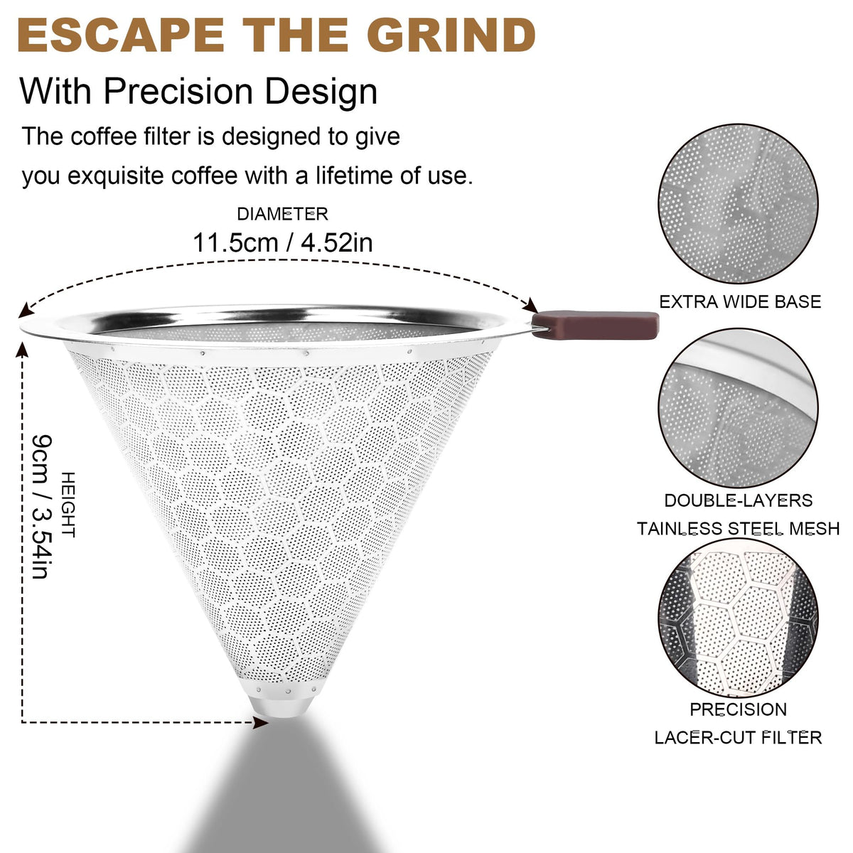 TECHSHARE wide compatibility fits Chemex and Hario V60 for versatile brewing.