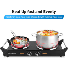 Techwood adjustable temperature control for precise cooking settings.