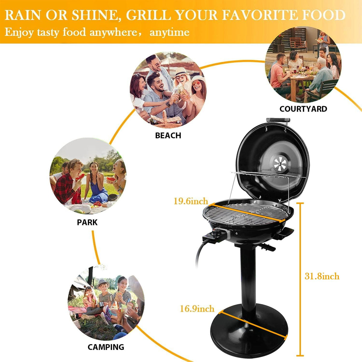 Techwood Electric Grill double-layer design increases cooking capacity for gatherings.