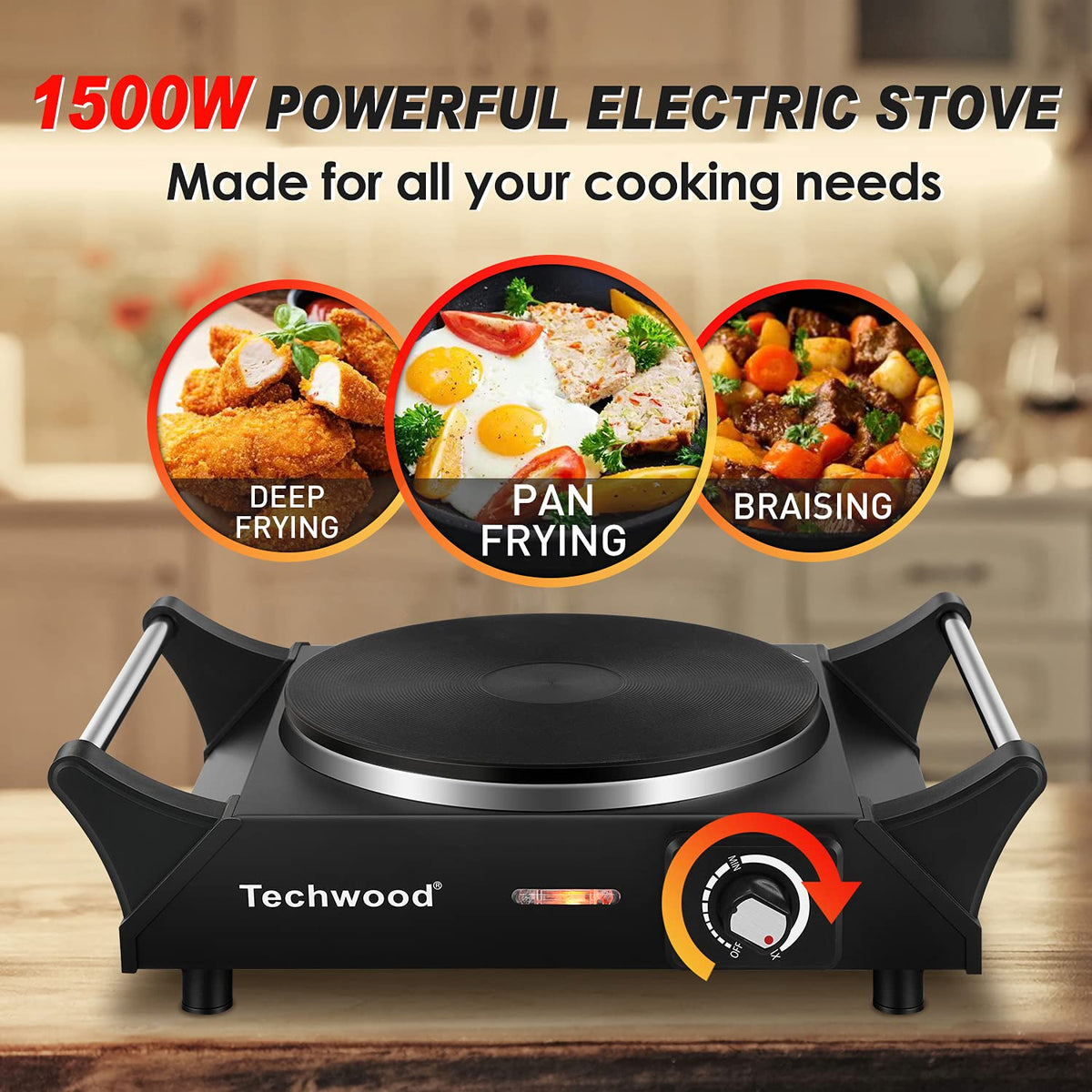 Techwood electric stove with adjustable temperature for precise cooking