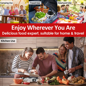 Techwood hot plate adjustable temperature dial for precise cooking control.