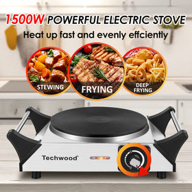 Techwood hot plate non-slip feet stabilize your cooking setup.