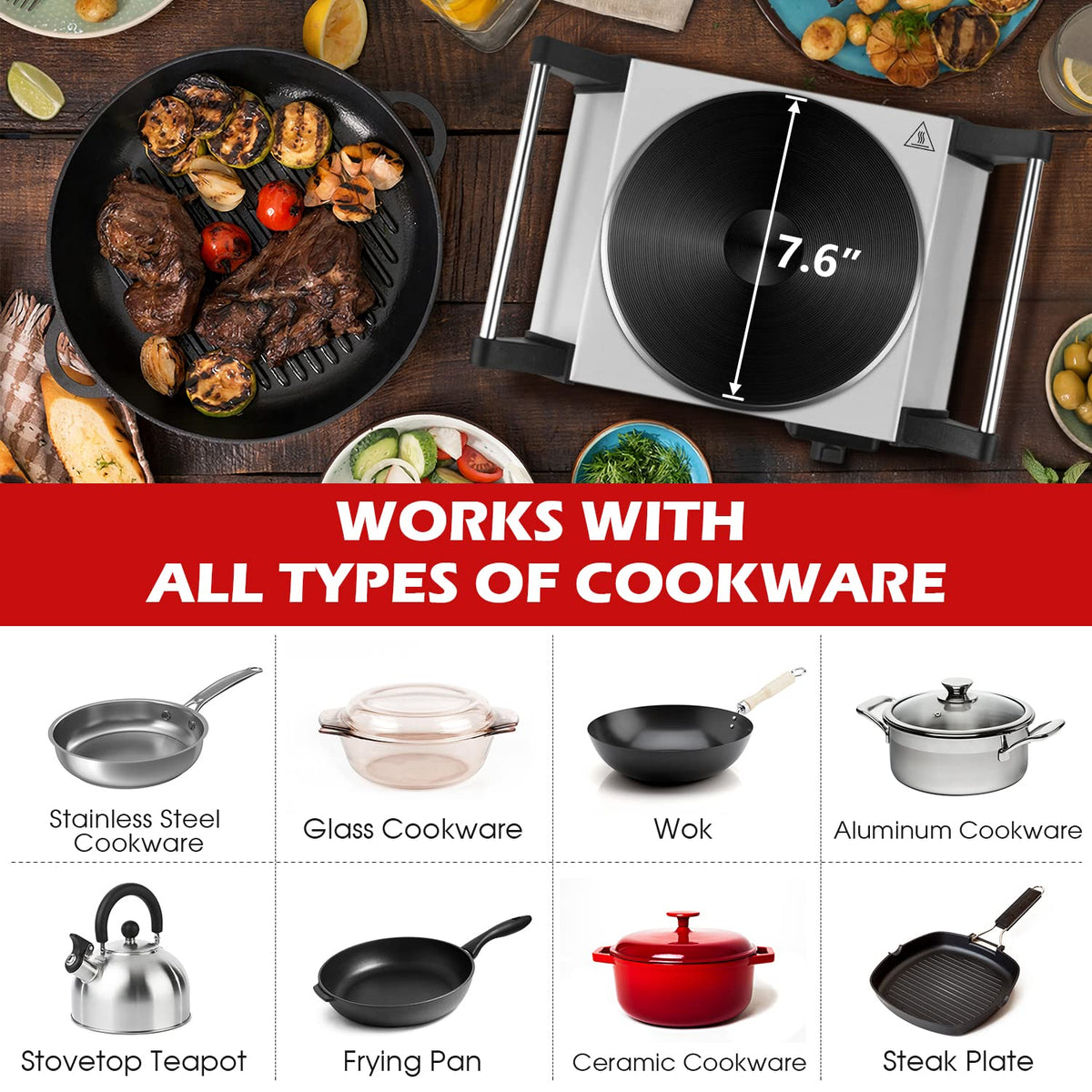 Techwood hot plate stainless steel housing resistant to frequent use.