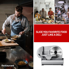 Techwood non-slip feet and safety guard keep slices steady during operation.