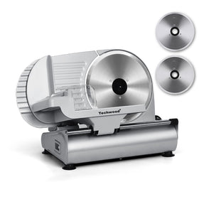 Techwood meat slicer with removable 9-inch blade for easy cleaning and precise slices.