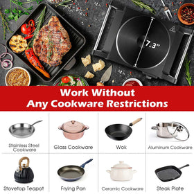 Techwood hot plate with brushed stainless steel housing for durable daily use