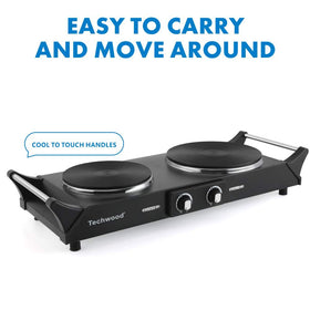 Techwood stay-cool handles provide safe handling during cooking.