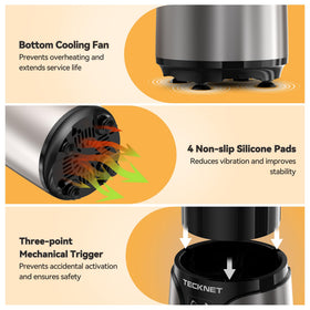 TECKNET motor cooling protection prevents overheating during blends