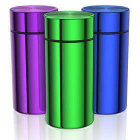 TecQach 3-pack portable aluminum storage jars display compact, on-the-go organization.