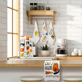 TecUnite cat lovers gift towels brighten gift-ready kitchens.
