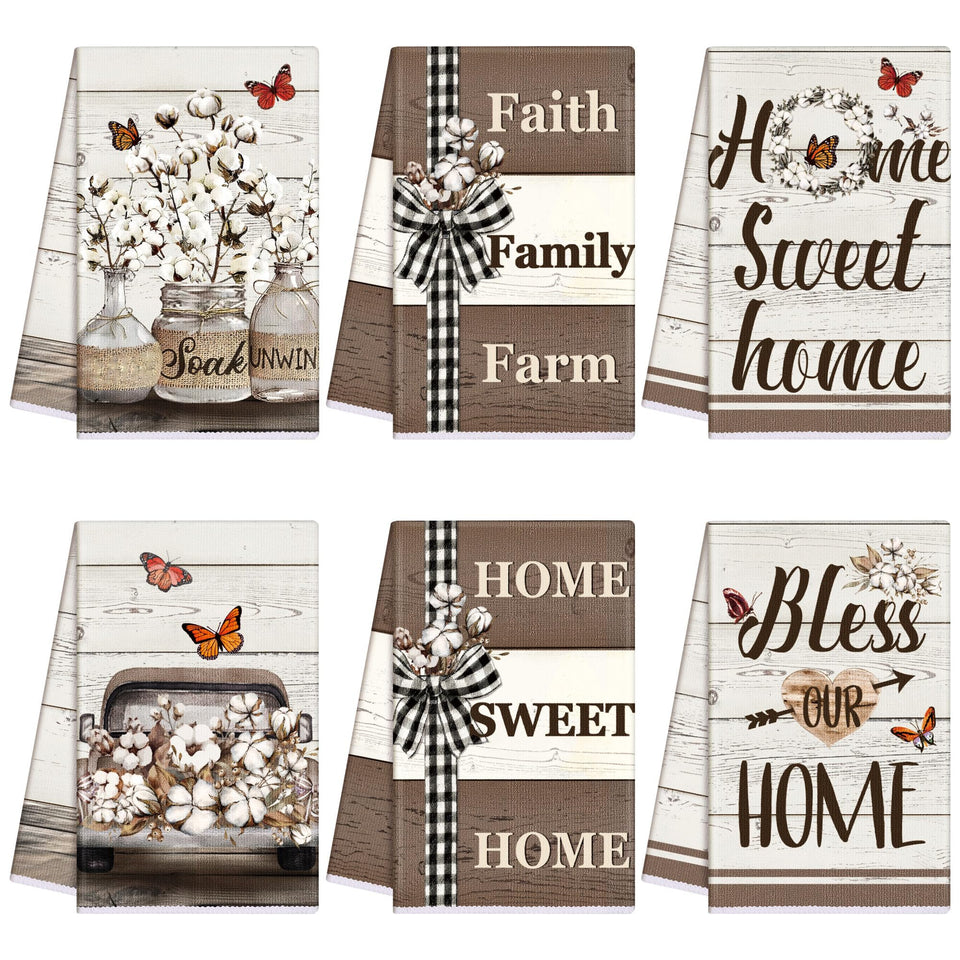 TecUnite farmhouse towels with multicolor design for versatile kitchen drying.