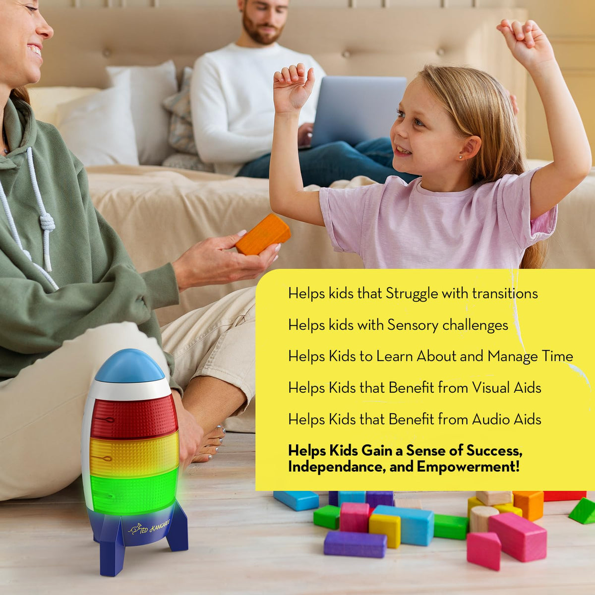 Ted Kangaroo Countdown Timer home-use setup aids independent time management at home.