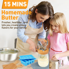 Teemars Butter Churner paddles in action blending cream into butter