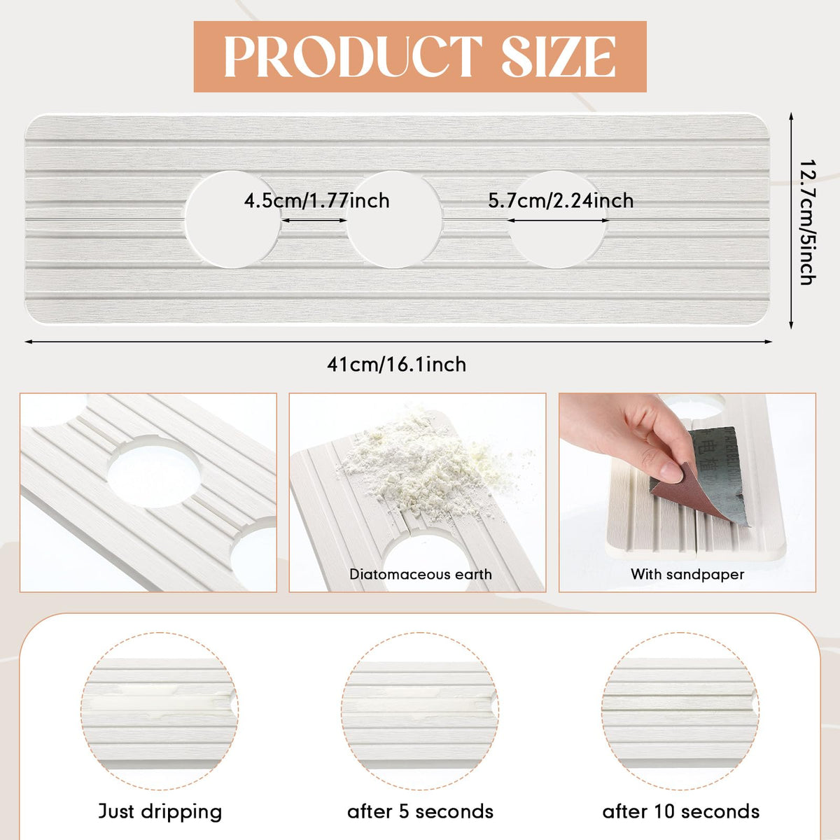 Teenyyou diatomite faucet mat highlighting high absorption and splash containment.