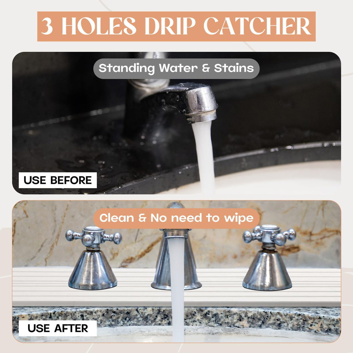 Teenyyou white faucet mat designed for kitchen and bathroom use with quick-dry tech.