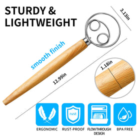 Ergonomic non-slip wooden handle reduces fatigue