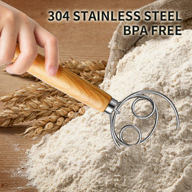 Four-loop design blends dough evenly for bread and pizza