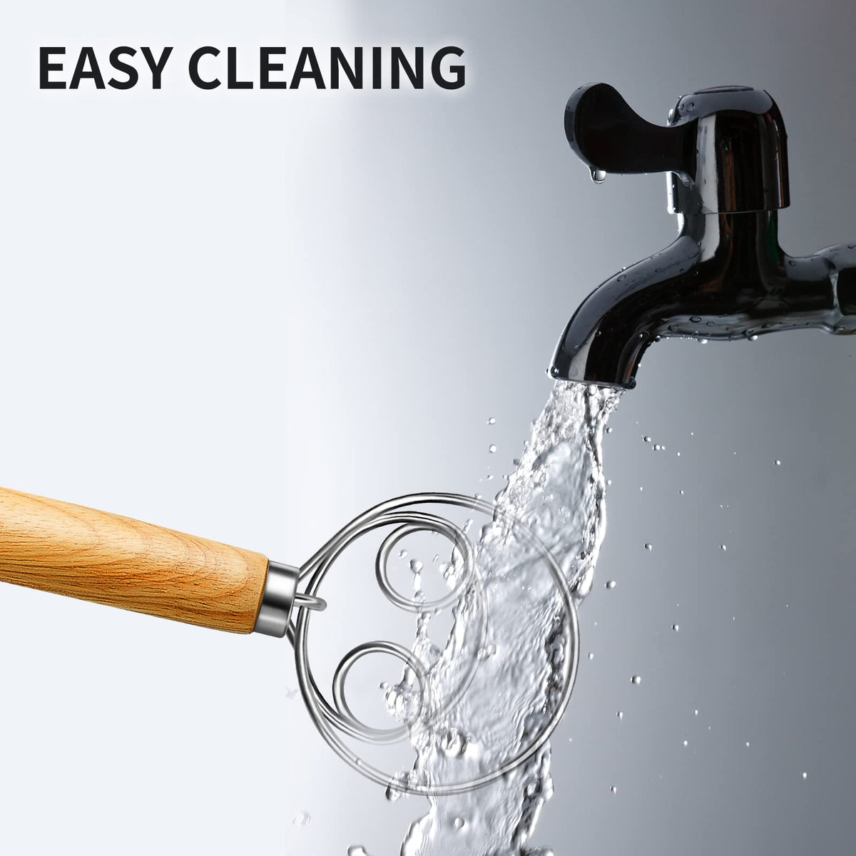Hand-wash-only design preserves wooden handle finish
