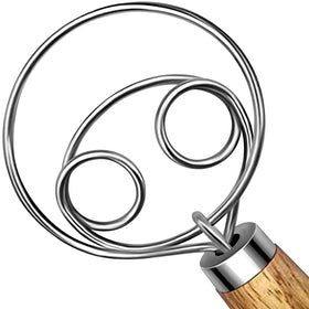 TEEVEA Danish dough whisk with stainless-steel head for smooth sourdough mixing
