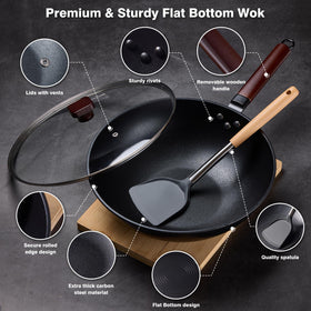 Teewe flat-bottom wok ensures stable contact on induction and all stoves