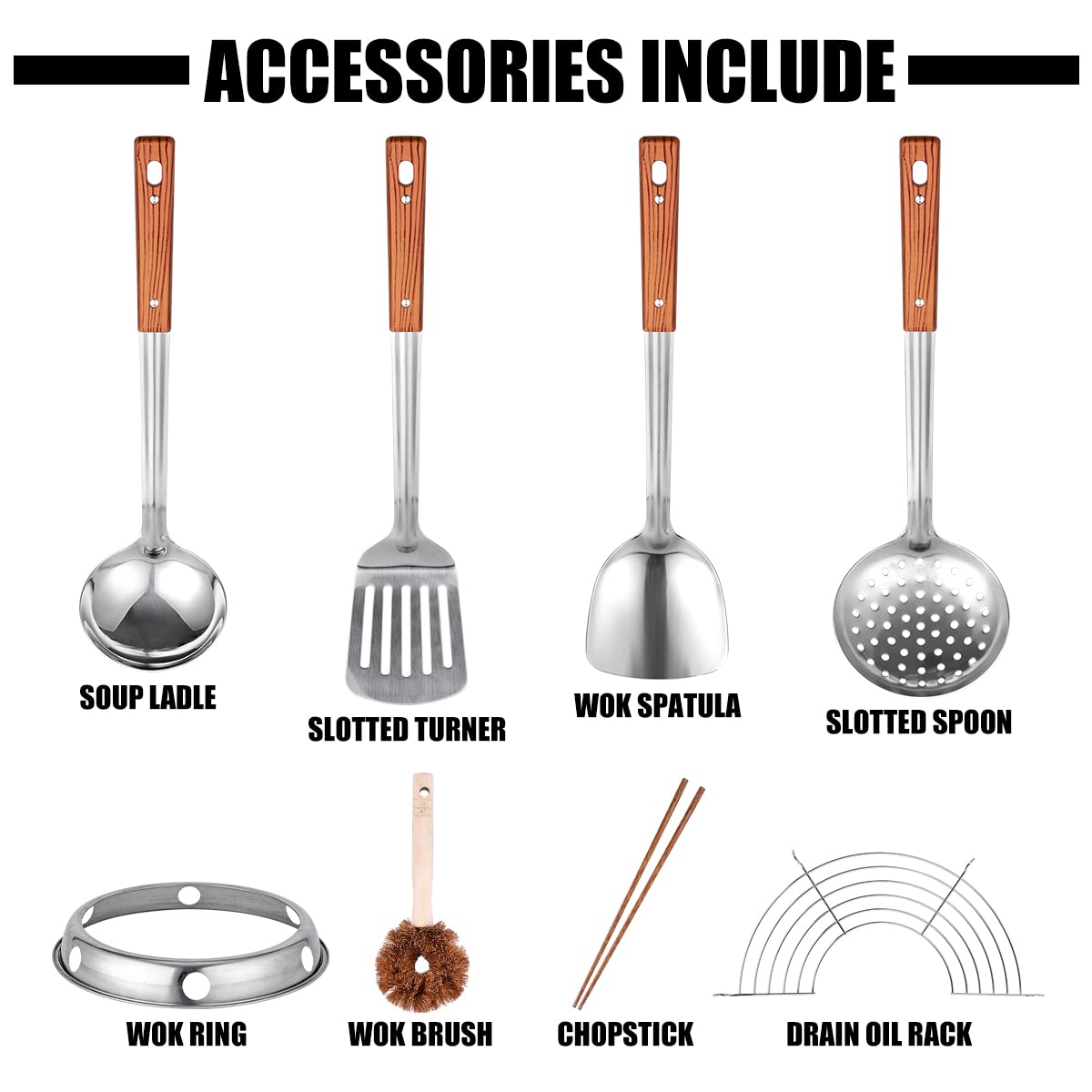 Teewe 8-piece accessories set including spatulas and ladle for versatile cooking