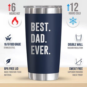 TEEZWONDER 20oz navy stainless steel insulated tumbler keeps drinks hot or cold.