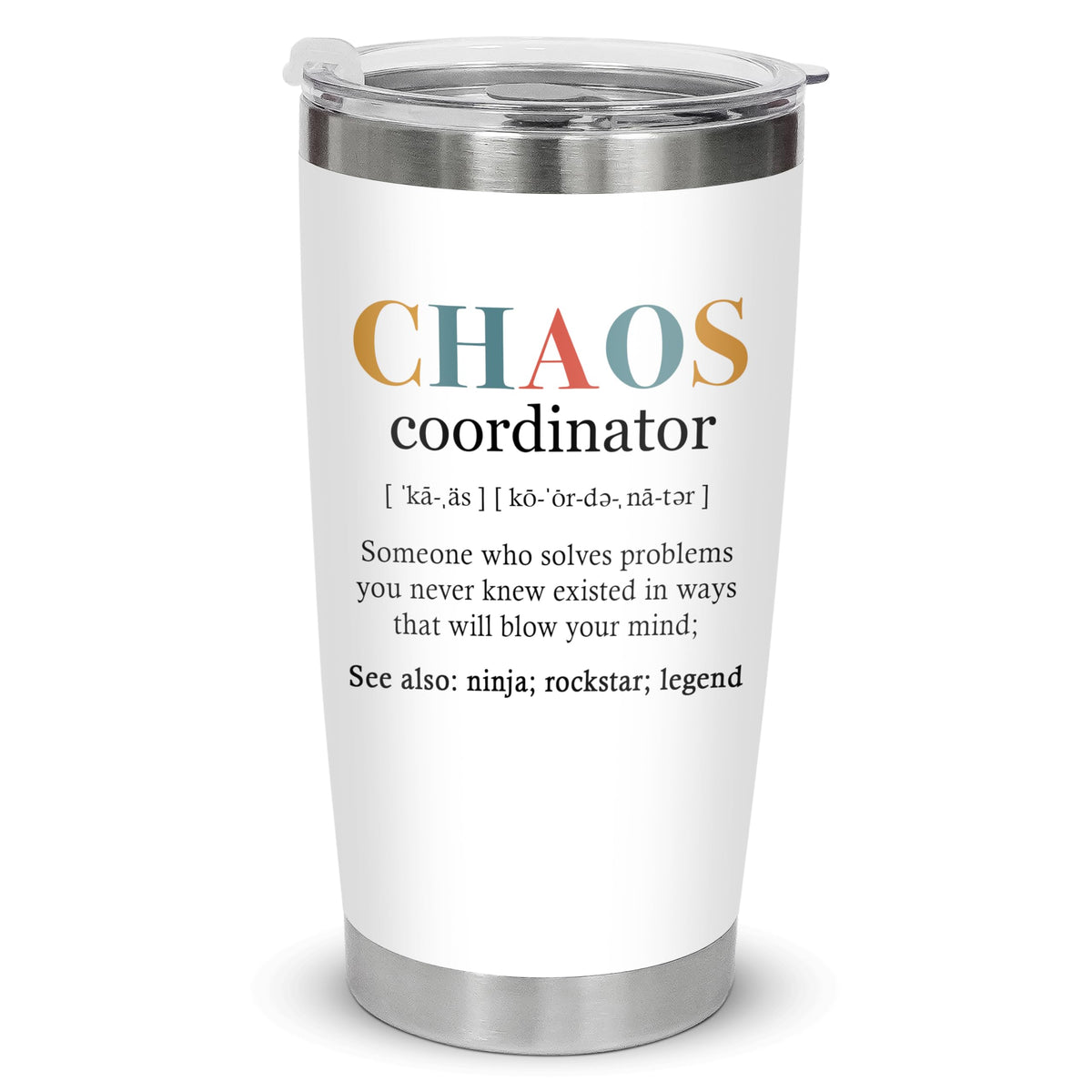 TEEZWONDER Chaos Coordinator tumbler with lid for on-the-go sipping