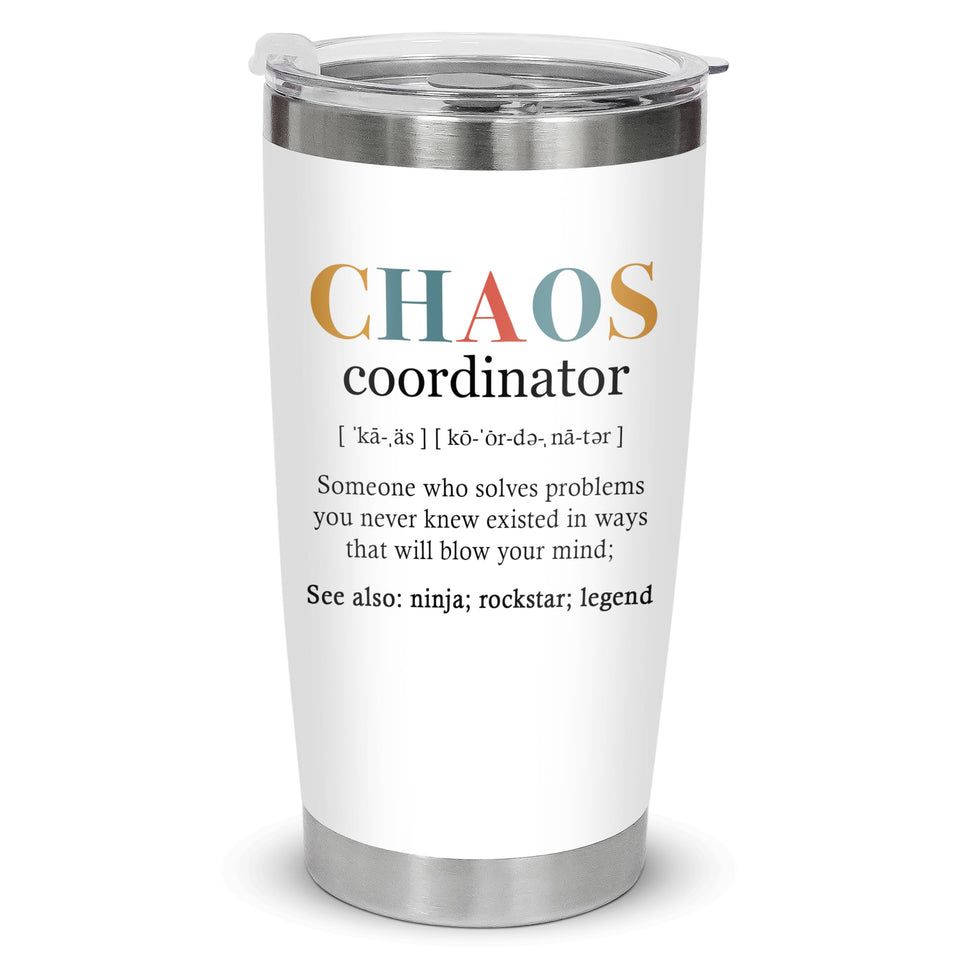 TEEZWONDER Chaos Coordinator tumbler with lid for on-the-go sipping