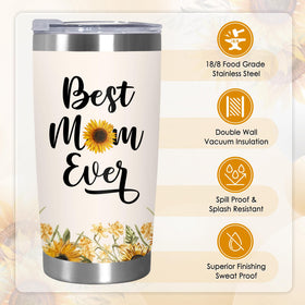 TEEZWONDER sunflower tumbler stainless steel body resists rust and keeps drinks fresh.