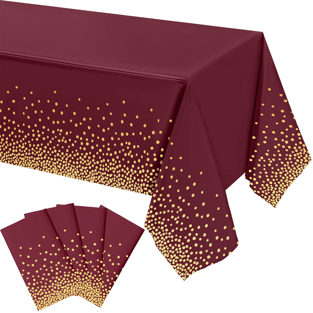 Tegeme burgundy-gold tablecloth pack for festive celebrations