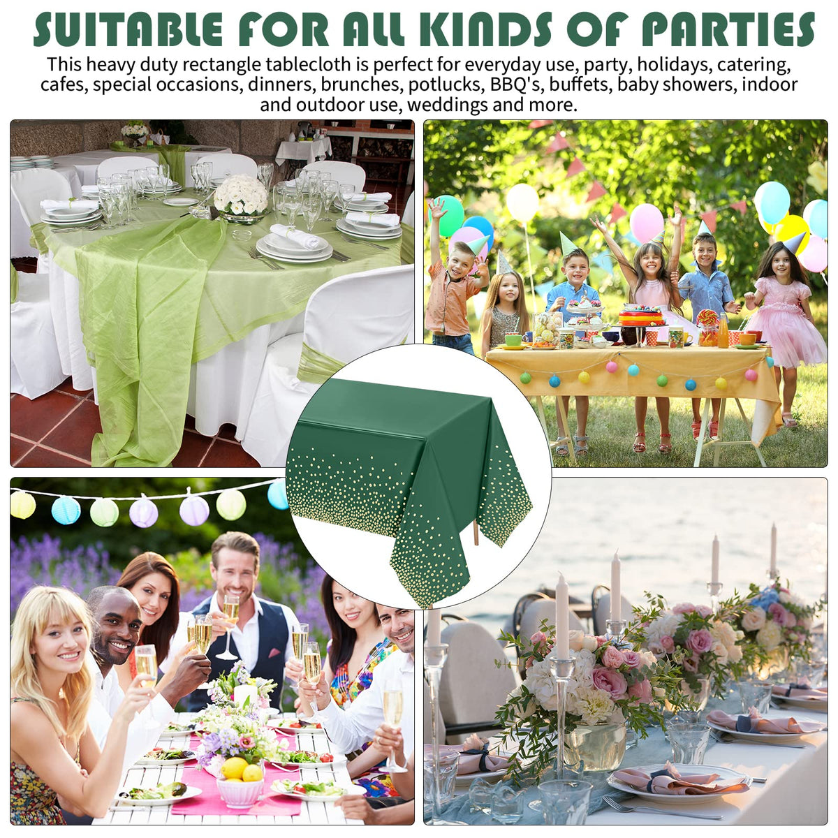Tegeme versatile indoor outdoor party tablecloth for various celebrations.