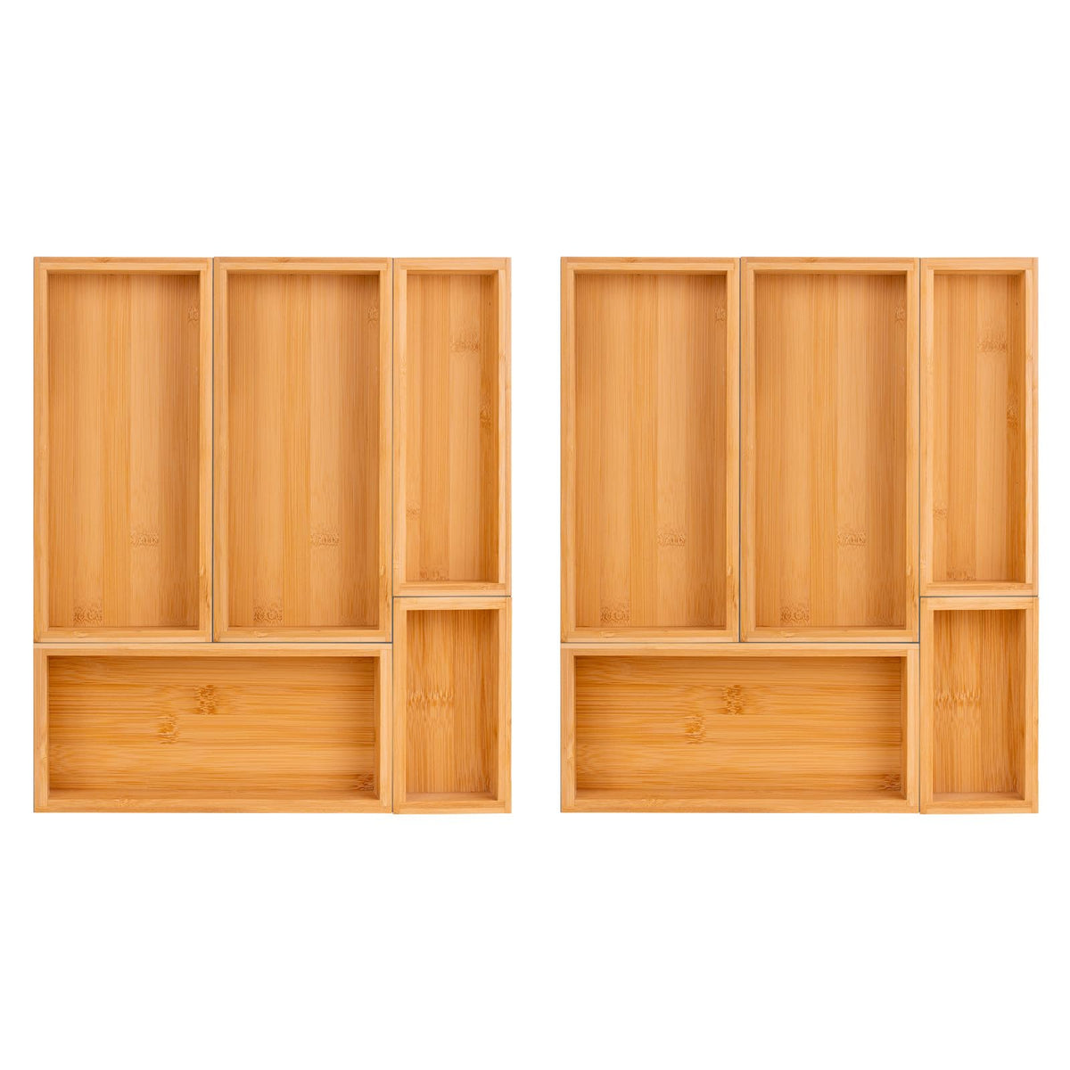 Teicui bamboo drawer organizer set shown expanded in a drawer for versatile storage