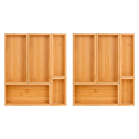 Teicui bamboo drawer organizer set shown expanded in a drawer for versatile storage