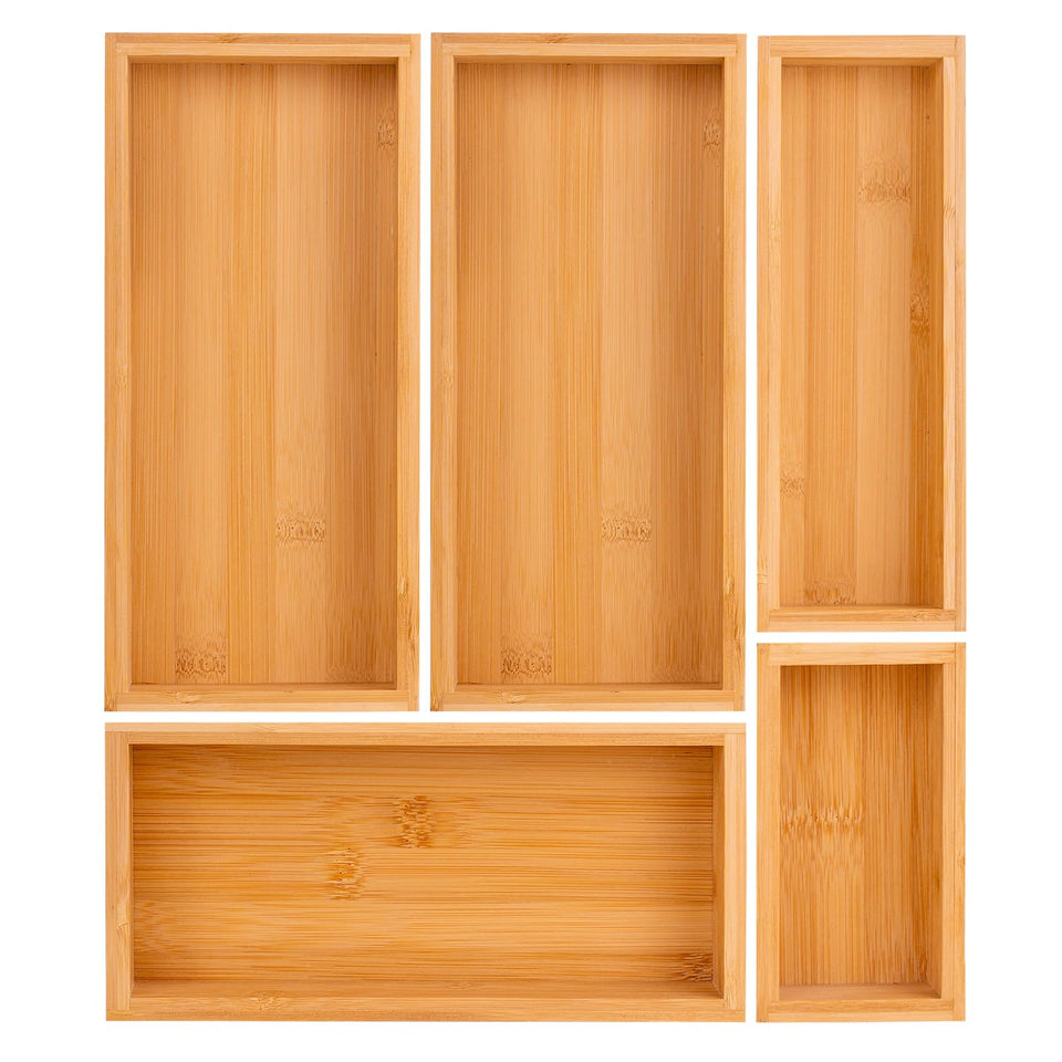 Teicui bamboo drawer organizer set with modular panels for flexible storage