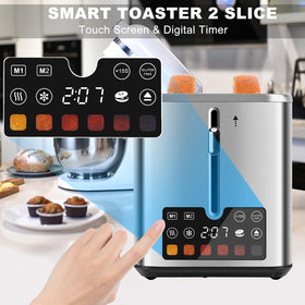 Teirdth touch-screen toaster 2-slice digital display enables precise timing