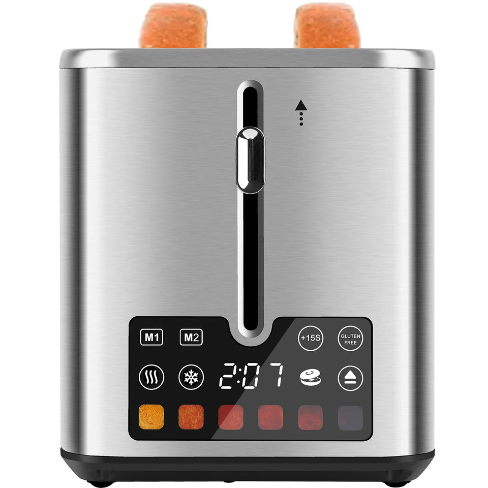 Teirdth touch-screen toaster 2-slice front view for a sleek kitchen upgrade