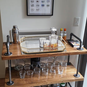 TEITEAI bar cart tray gold-tone frame adds vintage charm to your space.