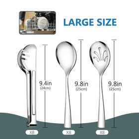 Teivio 10-inch slotted spoons serving at a catered event